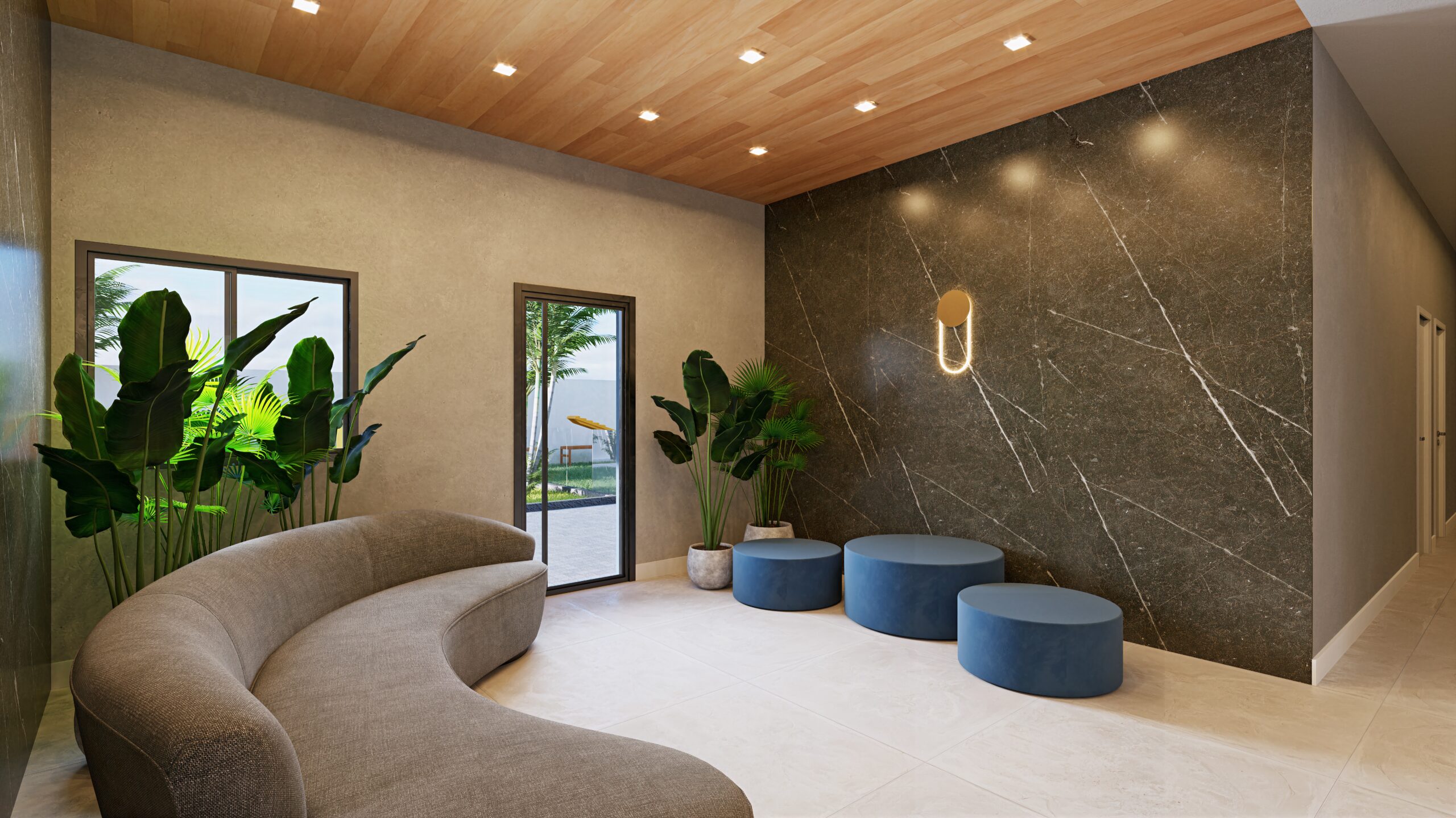 Perspectiva ilustrada do lounge